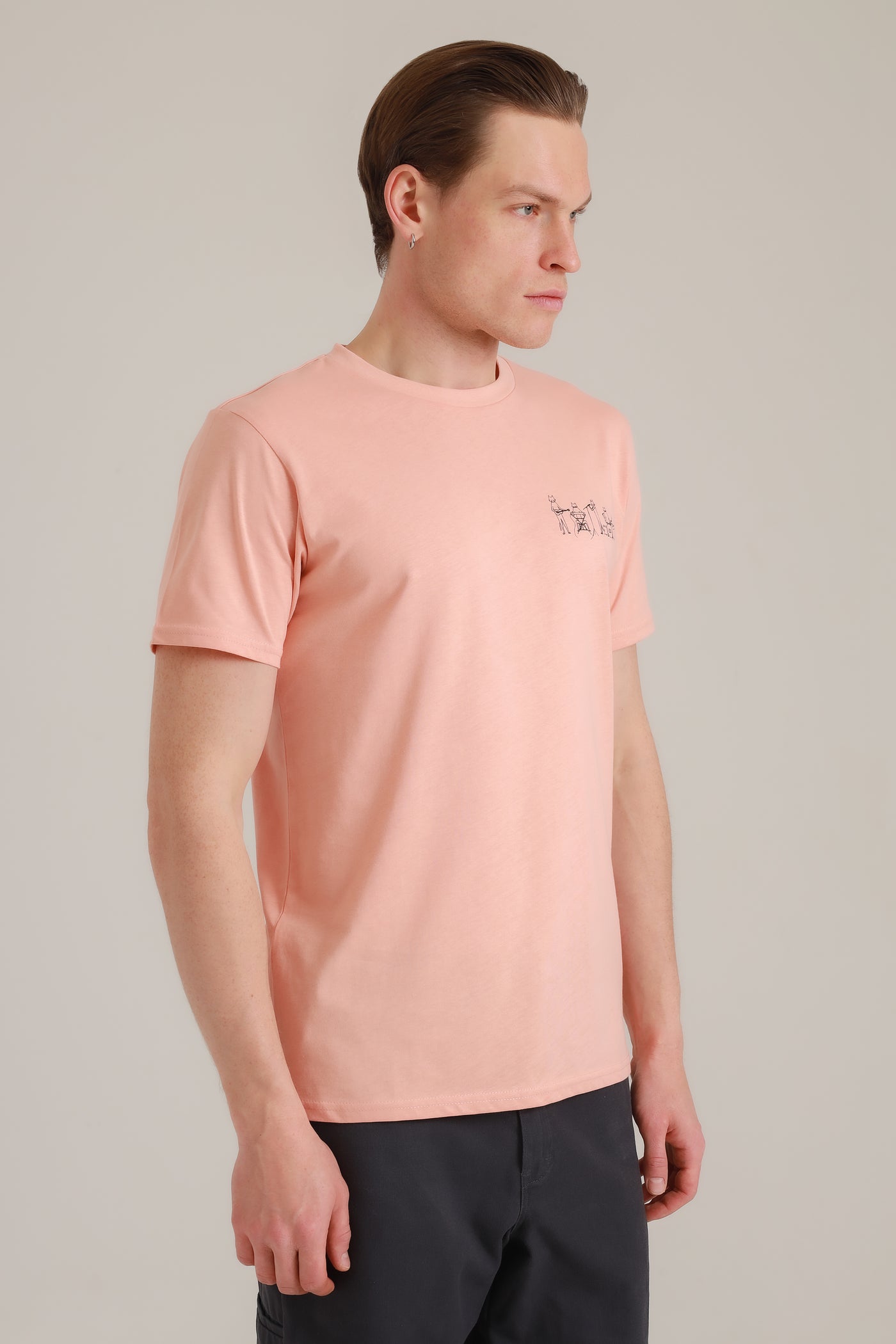 T-Shirt Men Cat Band Coral Cloud