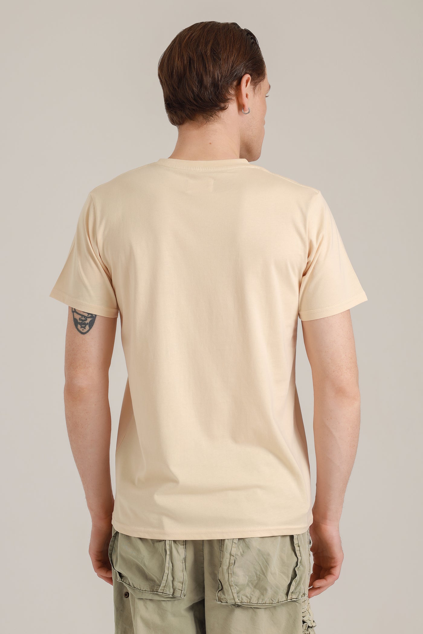 T-Shirt Men Pocket Cats Gray Sand