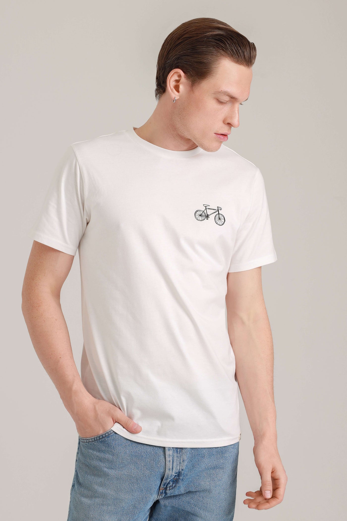 T-Shirt Men Bike White