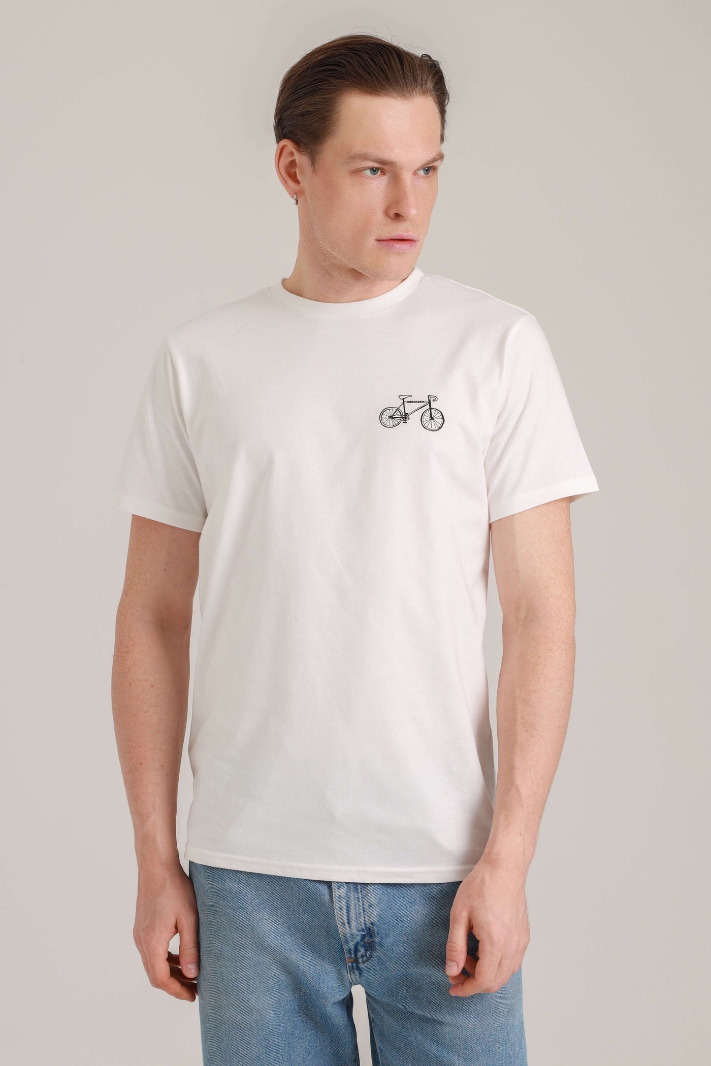 T-Shirt Men Bike White