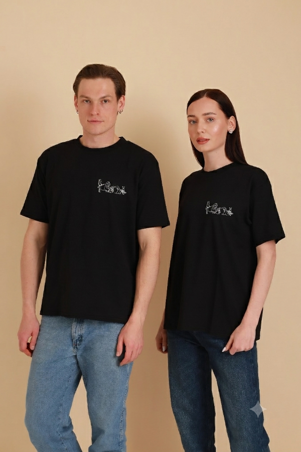Unisex Oversized T-Shirt Dog Band Black